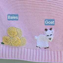 Farm Theme Baby Name Blanket, Hand Embroidered Personalised Cotton Blanket Keepsake Heirloom Christening Gift - thumbnail 4