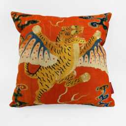 Winged Tiger Cushion Cover - 45 X cm Cotton Linen, Decorative Throw Pillow, Chinoiserie - thumbnail 2