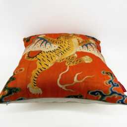 Winged Tiger Cushion Cover - 45 X cm Cotton Linen, Decorative Throw Pillow, Chinoiserie - thumbnail 3