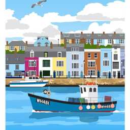 Weymouth Harbour, Fishing Boat, Dorset. Travel Poster Art Print - thumbnail 3