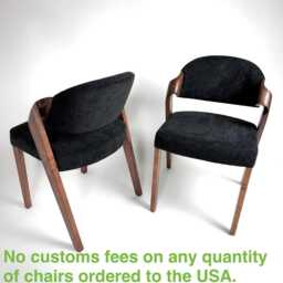 Elegant Dining Room Chairs Upholstered in Black Fabric/Leather, Mid-Century Solid Wood, Handcrafted Side - Comfortable Seat - thumbnail 3