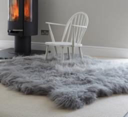 Large Icelandic Sheepskin Rug, Grey Fur, Luxury Home Decor