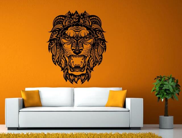 Tribal Lion Head Predator Jungle Cat Animal Wall Or Window Sticker Decal Vinyl Fathead Mural Decor L1984 - image 1