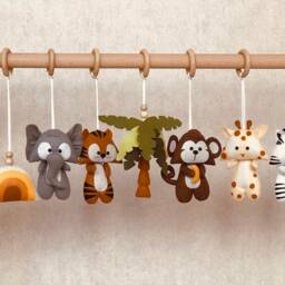 Safari Felt Baby Play Gym Toys Handmade Nursery Decor Animals - thumbnail 4