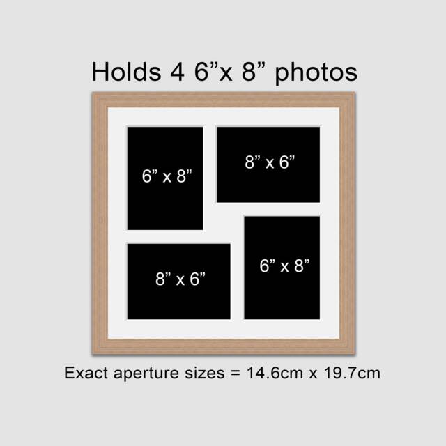 Oak Veneer Multi Photo Frame - Holds Four 6x8 Photos - image 1