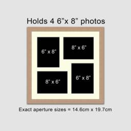 Oak Veneer Multi Photo Frame - Holds Four 6x8 Photos - thumbnail 2