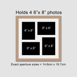 Oak Veneer Multi Photo Frame - Holds Four 6x8 Photos