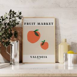 Fruit Market Print, Oranges Apples Print Poster, Aesthetic Valencia Kitchen Wall Art, Spain - thumbnail 2