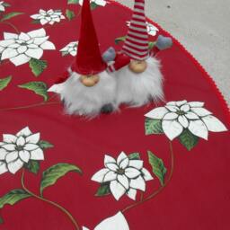 Christmas Eve Flower Tree Skirt Poinsettia Xmas Holiday Decor Swedish Ornament - thumbnail 2