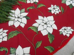 Christmas Eve Flower Tree Skirt Poinsettia Xmas Holiday Decor Swedish Ornament