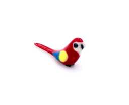 Miniature Ceramic Parrot Exotic Bird Animal Little Red Blue Figurine Tiny Statue Small Decoration Hand Painted Collectible Mini Figure Deco - thumbnail 1