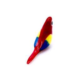 Miniature Ceramic Parrot Exotic Bird Animal Little Red Blue Figurine Tiny Statue Small Decoration Hand Painted Collectible Mini Figure Deco - thumbnail 3
