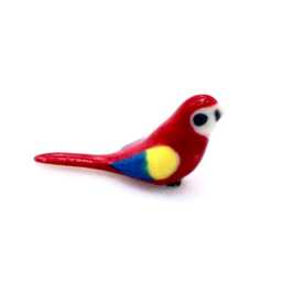 Miniature Ceramic Parrot Exotic Bird Animal Little Red Blue Figurine Tiny Statue Small Decoration Hand Painted Collectible Mini Figure Deco - thumbnail 2