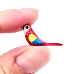 Miniature Ceramic Parrot Exotic Bird Animal Little Red Blue Figurine Tiny Statue Small Decoration Hand Painted Collectible Mini Figure Deco - thumbnail 4
