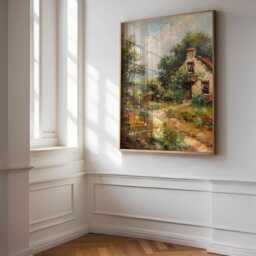 Cute Countryside Cottage - Autumn Landscape Print Living Room Gallery Wall Farmhouse Decor Wildflower Fall Art - thumbnail 2