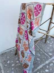 Artisan Cotton Kantha Suzani Quilt For King & Queen Beds - Traditional Hand Stitched Boho Bedding Throw Blanket - thumbnail 1