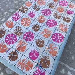 Artisan Cotton Kantha Suzani Quilt For King & Queen Beds - Traditional Hand Stitched Boho Bedding Throw Blanket - thumbnail 4