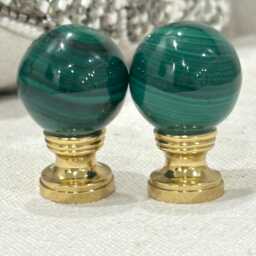 Malachite Lamp Finial Art Deco Decor Green Ball Custom Lighting Hardware Old Money Interior Design Luxury Accessories For Home - thumbnail 3