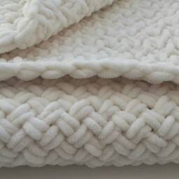 Knitted Baby Blanket-Personalized Blanket-Baby Blanket-Knit Blanket-Crochet Blanket-Ecru Blanket - thumbnail 4