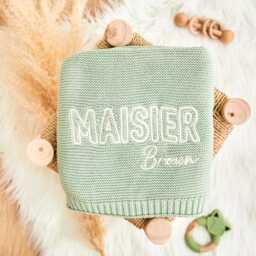 Personalized Embroidered Name Baby Blanket, Shower Gift