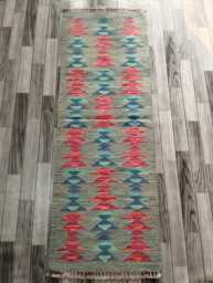 Minimalist Scandinavian Runner, Handmade Artisan Afghan Turkish Persian Swedish Style Flatweave Natural Wool Kilim Runner Rug 203x73 cm - thumbnail 1