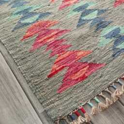 Minimalist Scandinavian Runner, Handmade Artisan Afghan Turkish Persian Swedish Style Flatweave Natural Wool Kilim Runner Rug 203x73 cm - thumbnail 2