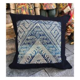 Vintage Handmade Thai Textile Cotton Hemp Pillow Cover in Nghe An Of Vietnam - thumbnail 1