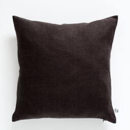 Chocolate Brown Linen Throw Pillow Cover - 16x16 Neutral Cushion Case - thumbnail 3