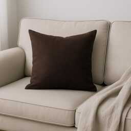Chocolate Brown Linen Throw Pillow Cover - 16x16 Neutral Cushion Case - thumbnail 1