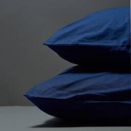Percale Pillowcases - 100% Egyptian Cotton, Light Blue Pillows, Navy Dark Grey White Pillows - thumbnail 4