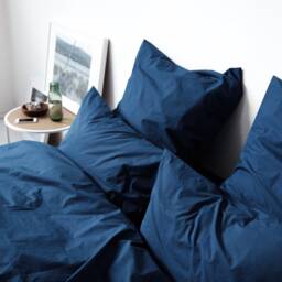 Percale Pillowcases - 100% Egyptian Cotton, Light Blue Pillows, Navy Dark Grey White Pillows - thumbnail 2