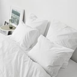 Percale Pillowcases - 100% Egyptian Cotton, Light Blue Pillows, Navy Dark Grey White Pillows - thumbnail 3