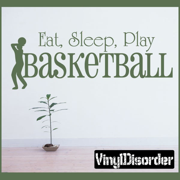 Eat Sleep Play Basketball - Vinyl Wall Decal Quotes Sticker S006Et - image 1
