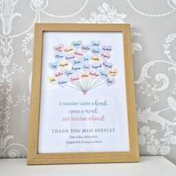 Personalised Class Heart Balloons Thank You Teacher Quote Print - thumbnail 3