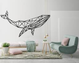Geometric Whale Wall Decal Modern Animal Art - thumbnail 1