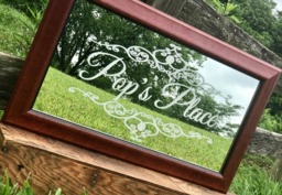 Custom Personalized Mirror, Large Bar Engraved Etched Mirror 12x24 - thumbnail 1