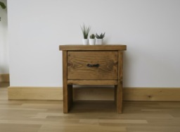 Solid Wood Bedside Table With Drawer, Chunky Rustic Farmhouse Nightstand - thumbnail 1