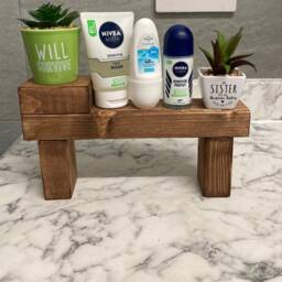 Small Shelf Decor With Little Pedestal - Kitchen Display Bathroom Organiser Candle Wooden Shelf Unit Free-standing - thumbnail 3