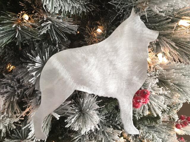 Schipperke, Dog Tree Topper, Holiday Decoration, Wreath Christmas, Aluminum, Pet Memorial - image 1