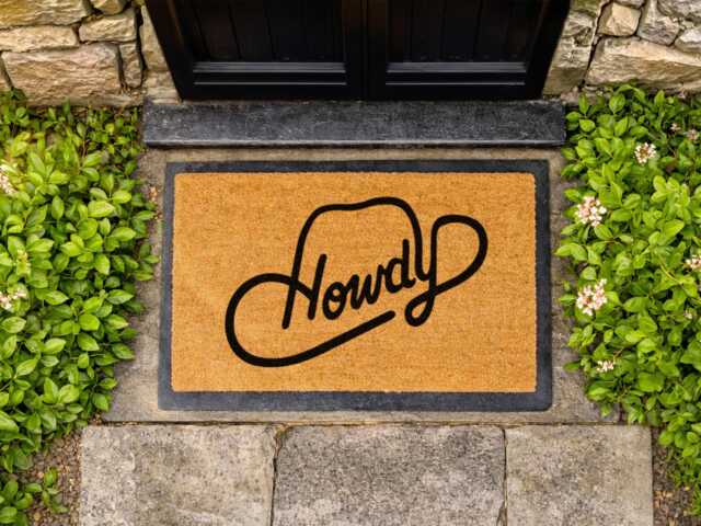Howdy Cowboy Hat Doormat - Custom Western Welcome Rug Minimalist Ranch D??cor - image 1