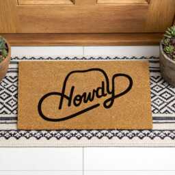 Howdy Cowboy Hat Doormat - Custom Western Welcome Rug Minimalist Ranch D??cor - thumbnail 4