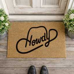 Howdy Cowboy Hat Doormat - Custom Western Welcome Rug Minimalist Ranch D??cor - thumbnail 3
