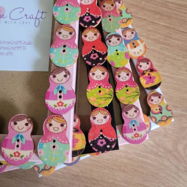Colourful Wooden Russian Doll Button Photo Frame 4 X 6 Inches - image 1