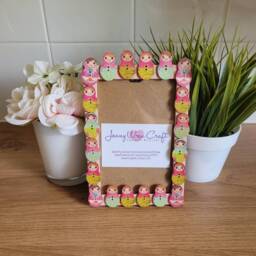 Colourful Wooden Russian Doll Button Photo Frame 4 X 6 Inches - thumbnail 2
