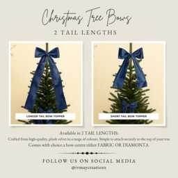Luxury Handmade Velvet Christmas Tree Bows Navy Blue Clip-On Ornaments - thumbnail 4