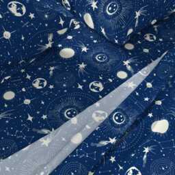 Constellations Sheets - Solar System Blue By Heatherdutton Vintage Galaxy Celestial Stars Cotton Sateen Sheet Set Bedding Spoonflower - thumbnail 2