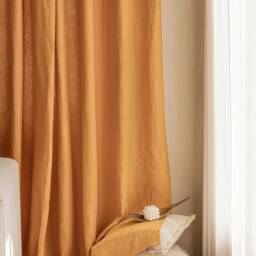 40 Colors , A Pair Of Marigold 100% Linen Curtains , Living Room Curtains, Bedroom Custom Made Wide Panels - thumbnail 2