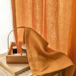 40 Colors , A Pair Of Marigold 100% Linen Curtains , Living Room Curtains, Bedroom Custom Made Wide Panels - thumbnail 3