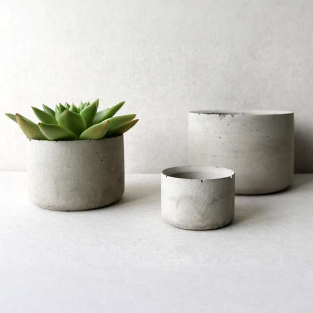 Minimalist Round Concrete Planter - Succulent & Cactus Pot - image 1