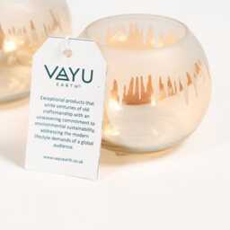 Handcrafted Glass Candle Holders Set in Frosted Gold Abstract Design - thumbnail 4